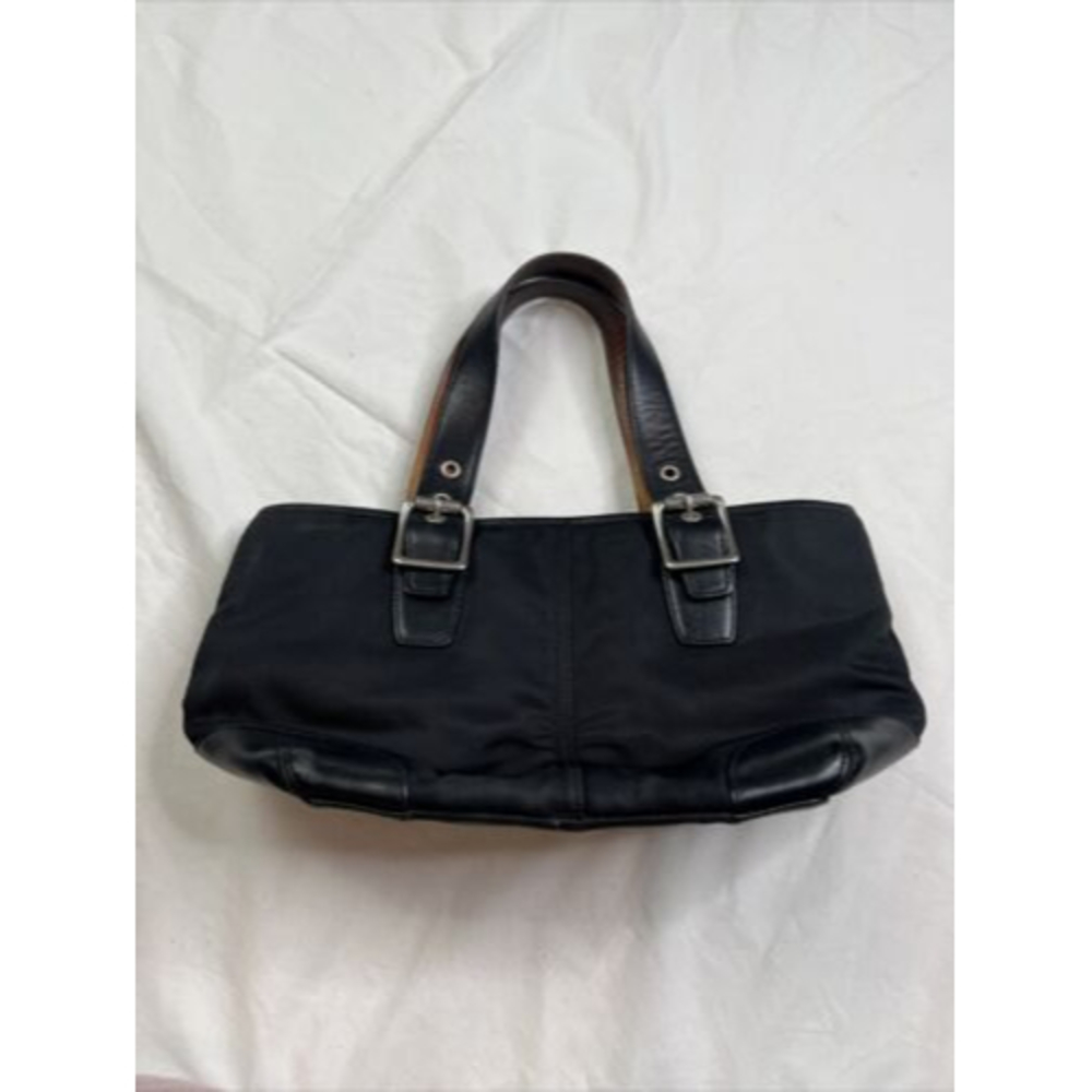 Coach Black Shoulder Bag with Brown-Trim Handles